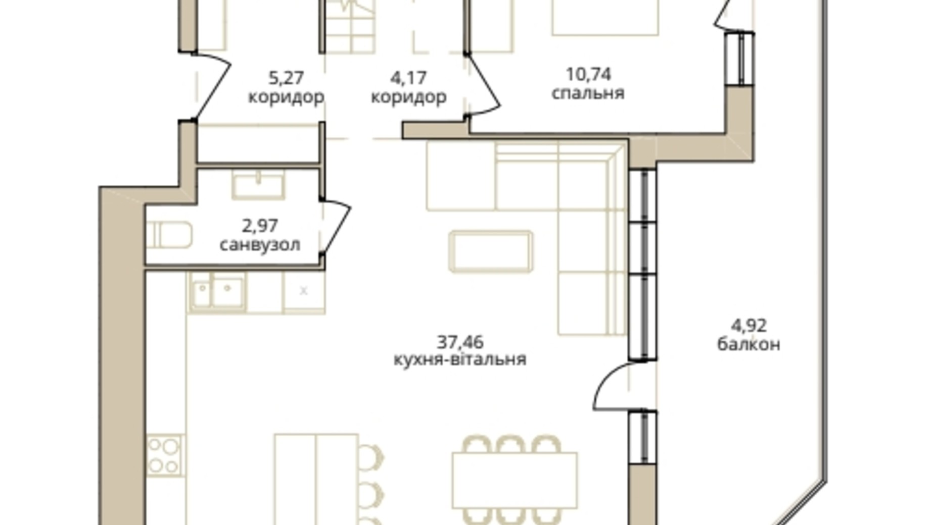 Планування багато­рівневої квартири в ЖК Dream Lake 123.05 м², фото 310224