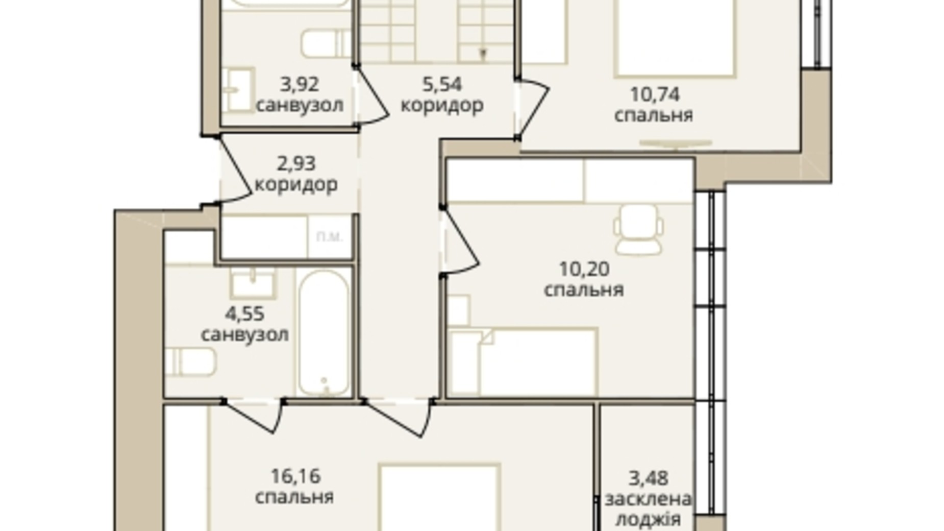 Планировка много­уровневой квартиры в ЖК Dream Lake 123.05 м², фото 310240