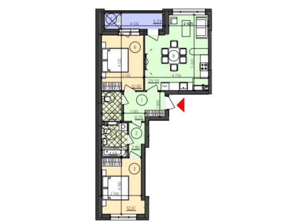 ЖК Genesis: планировка 2-комнатной квартиры 71.43 м² ЖК Genesis: планировка 2-комнатной квартиры 71.43 м²