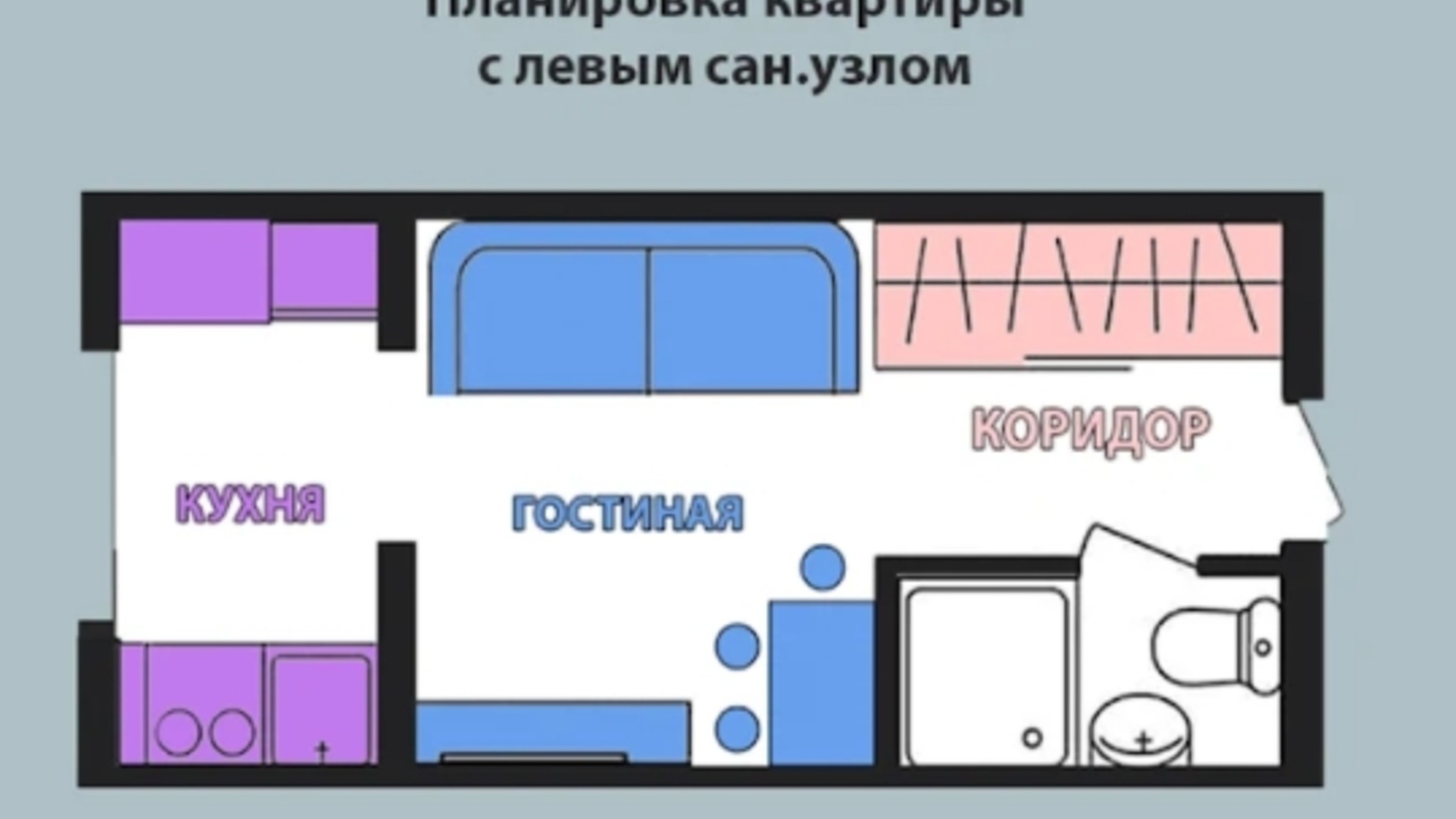 Планування 1-кімнатної квартири в ЖК Воробйові гори на полях 3 19 м², фото 310505