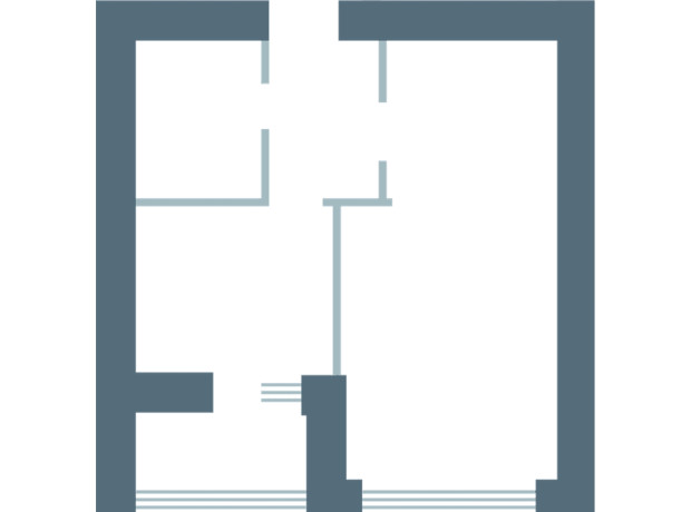 ЖК Озерки: планування 1-кімнатної квартири 37.18 м²
