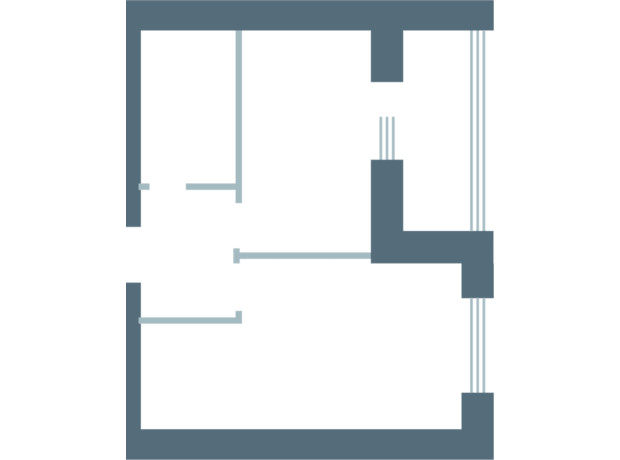 ЖК Озерки: планування 1-кімнатної квартири 36.88 м²