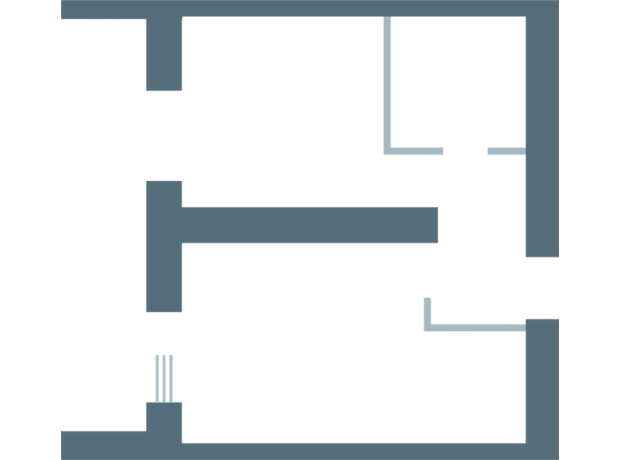 ЖК Озерки: планировка 1-комнатной квартиры 40.62 м²