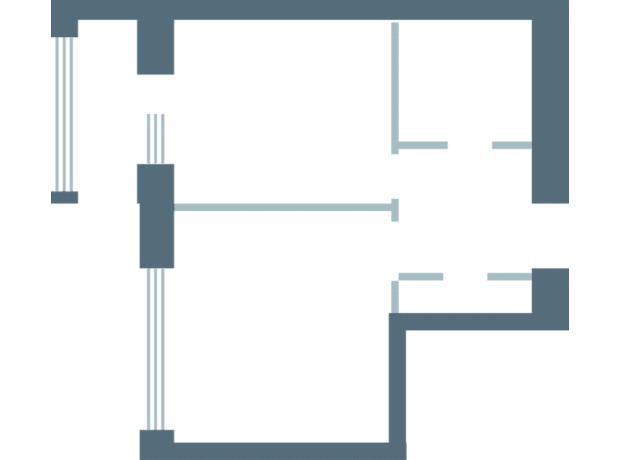 ЖК Озерки: планування 1-кімнатної квартири 34.78 м²