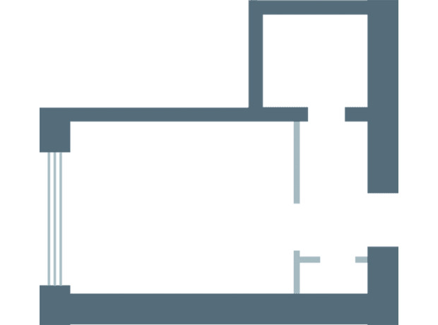 ЖК Озерки: планировка 1-комнатной квартиры 21.75 м²