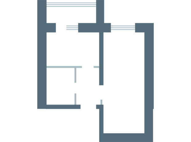 ЖК Озерки: планування 1-кімнатної квартири 33.68 м²