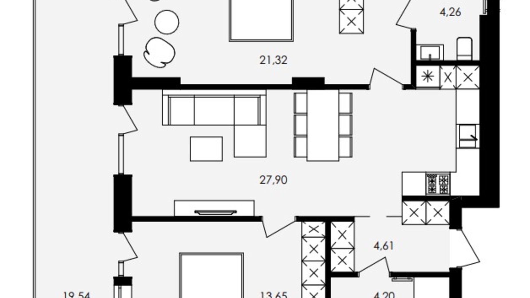 Планировка 2-комнатной квартиры в ЖК Avalon Yard 81.8 м², фото 311199