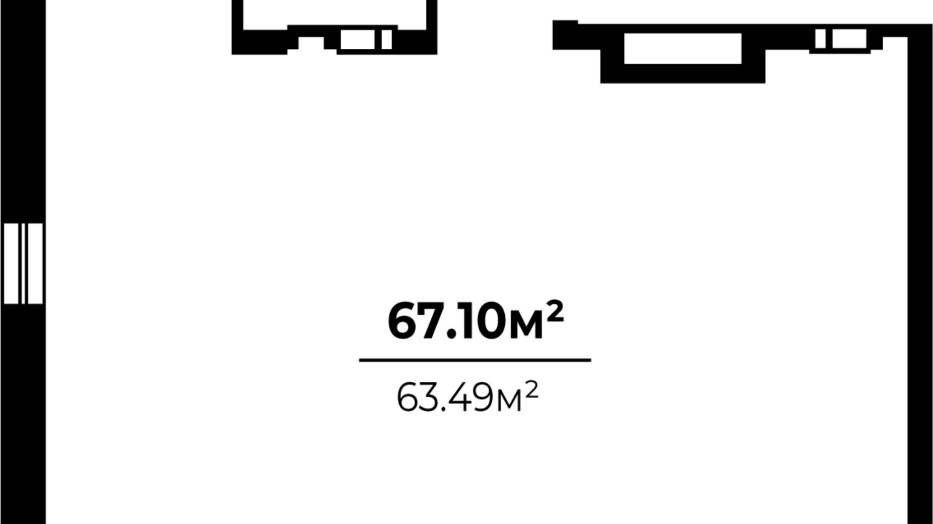 Планировка 2-комнатной квартиры в ЖК О. Гончара, 38-42 67.1 м², фото 311793