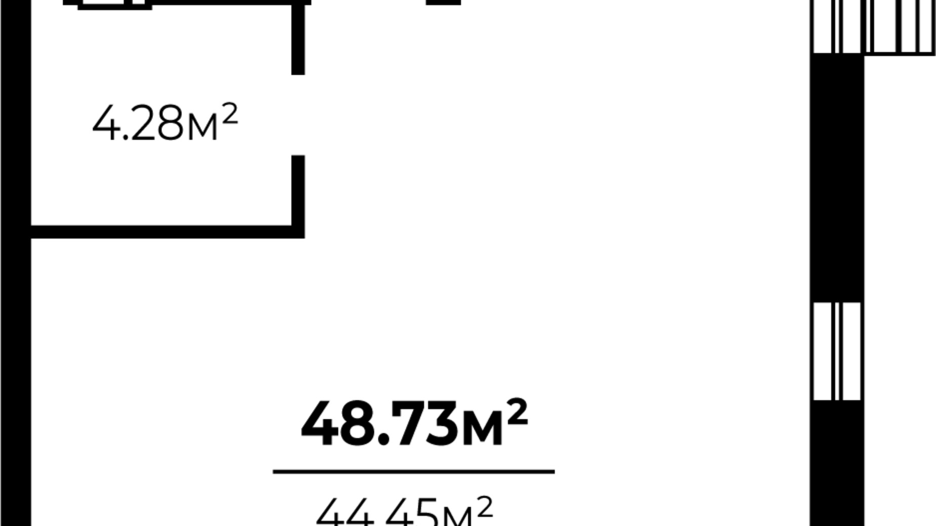 Планування 2-кімнатної квартири в ЖК О. Гончара, 38-42 48.73 м², фото 311794