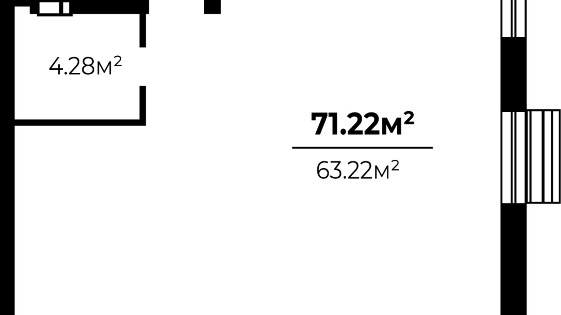 Планировка 3-комнатной квартиры в ЖК О. Гончара, 38-42 71.22 м², фото 311805