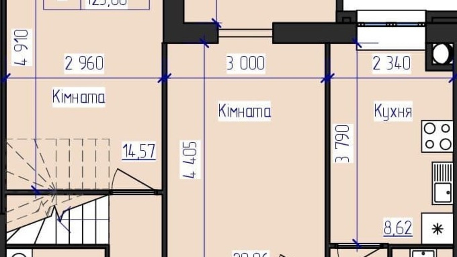 Планировка много­уровневой квартиры в ЖК Олимпийский 125.6 м², фото 312208