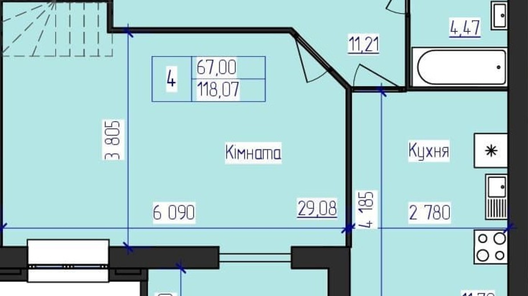 Планировка много­уровневой квартиры в ЖК Олимпийский 118.77 м², фото 312211