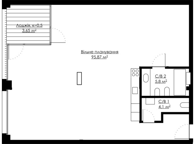 ЖК Andriyivsky City Space: планування 3-кімнатної квартири 109.42 м² ЖК Andriyivsky City Space: планування 3-кімнатної квартири 109.42 м²