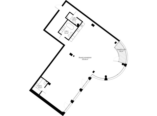 ЖК Andriyivsky City Space: планировка 4-комнатной квартиры 207.84 м²