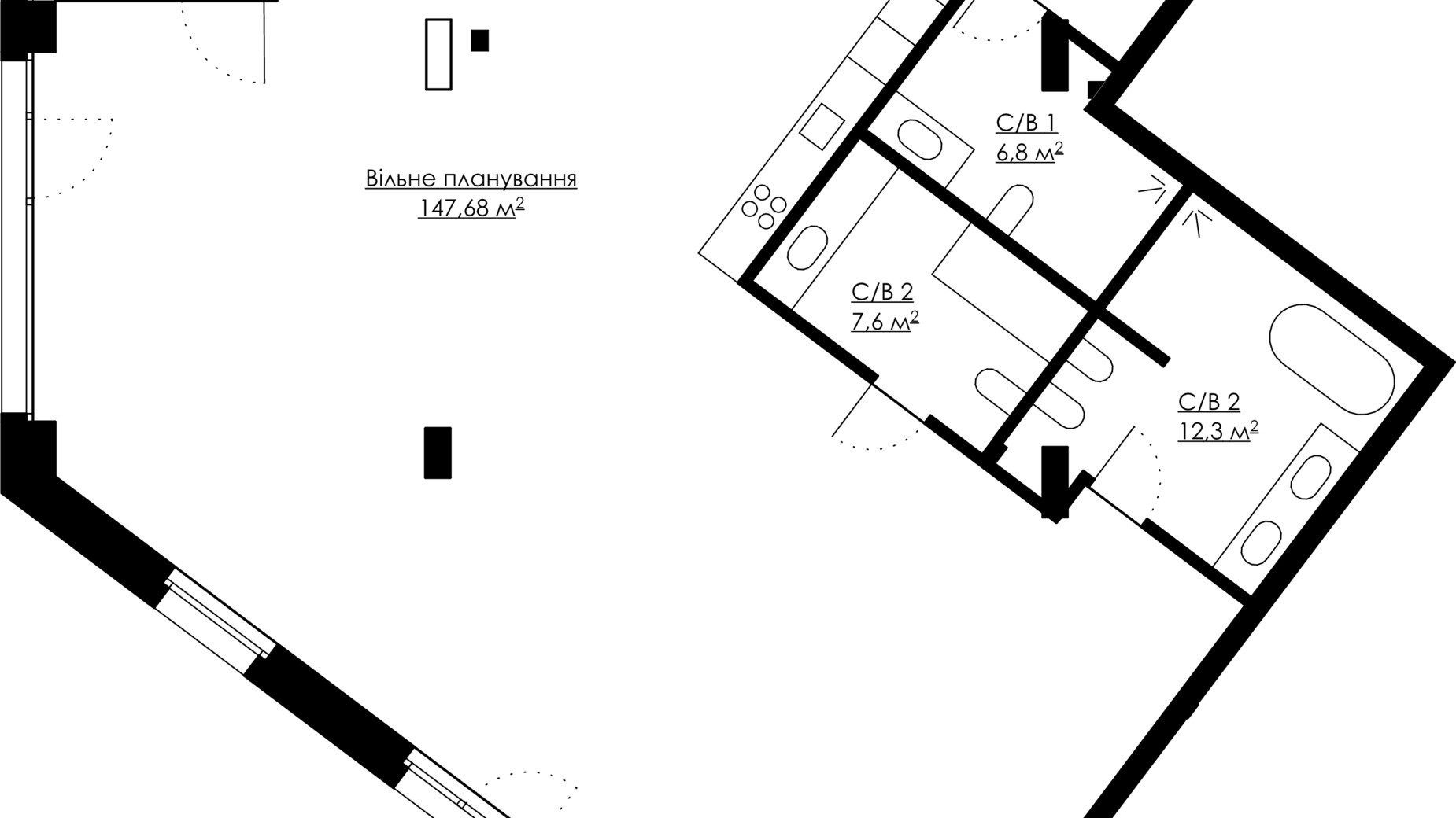 Планировка 4-комнатной квартиры в ЖК Andriyivsky City Space 178.88 м², фото 312217