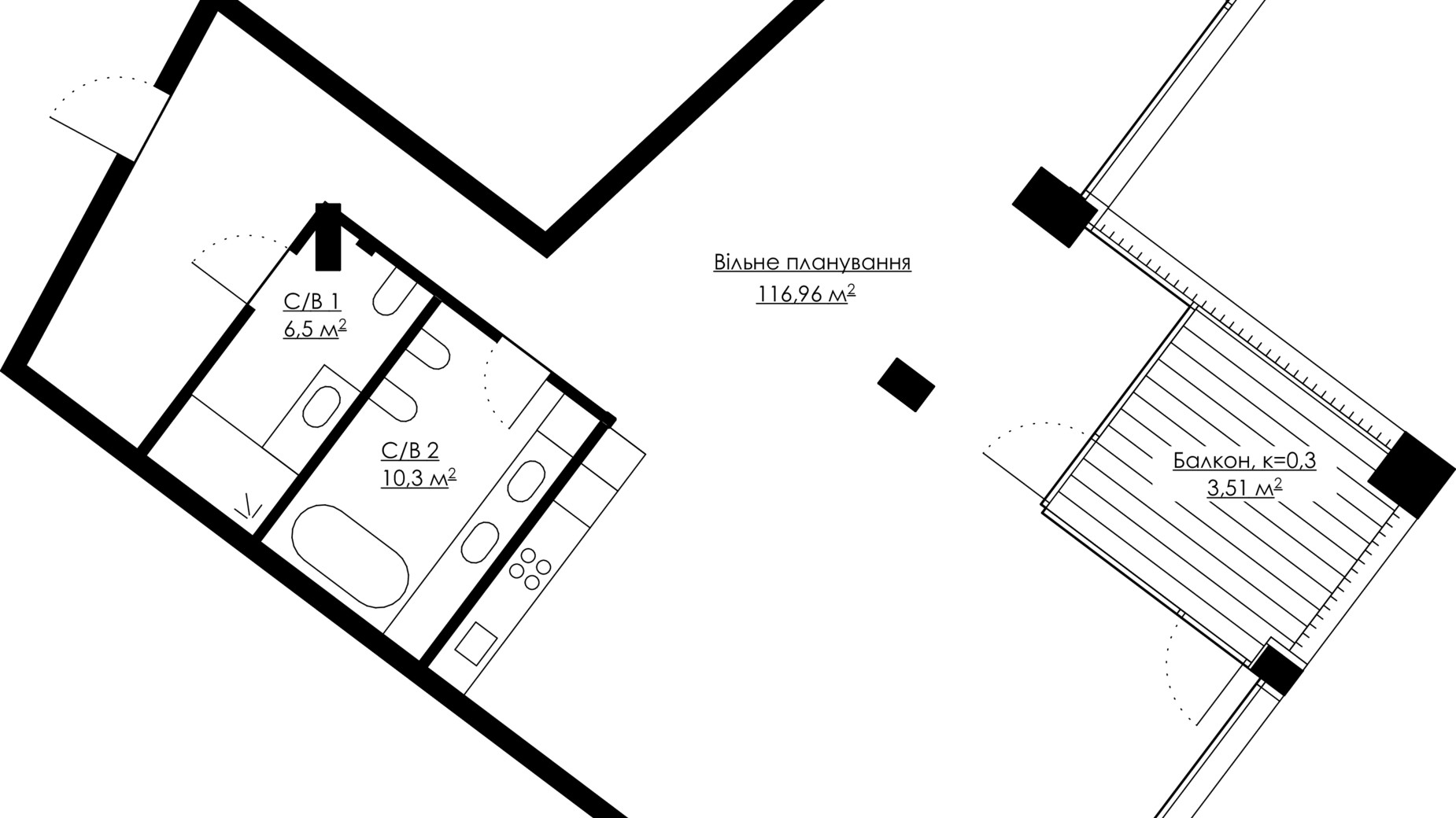 Планування 3-кімнатної квартири в ЖК Andriyivsky City Space 137.27 м², фото 312219