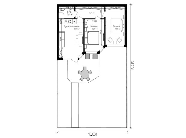 Таунхаус Grand Family Village: планування 2-кімнатної квартири 55 м²