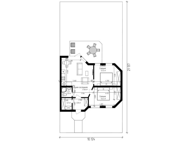 Таунхаус Grand Family Village: планування 2-кімнатної квартири 65 м²