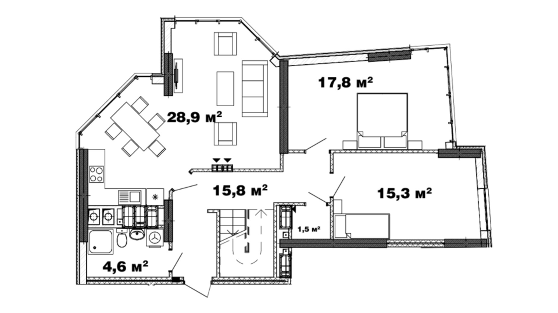 Планировка много­уровневой квартиры в ЖК Crystal  Avenue 166.22 м², фото 312324