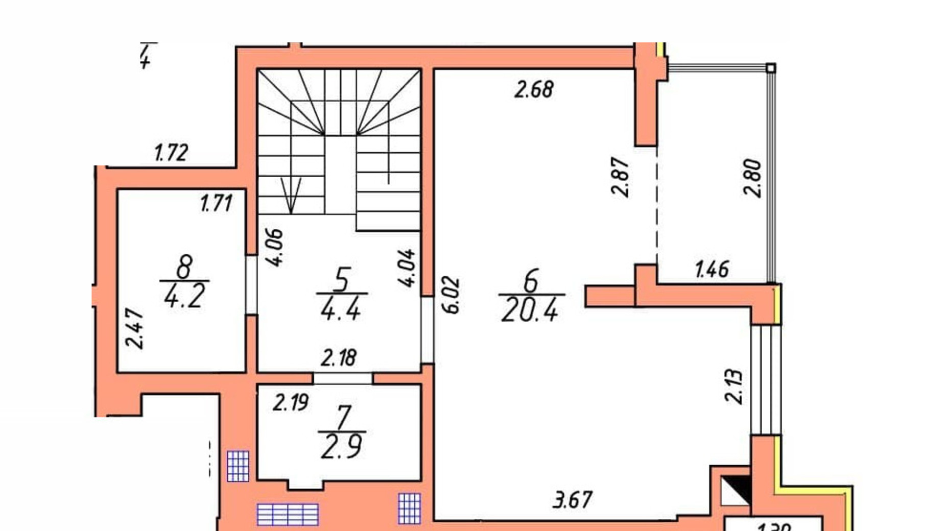 Планировка много­уровневой квартиры в ЖК Престижный 71.7 м², фото 312511