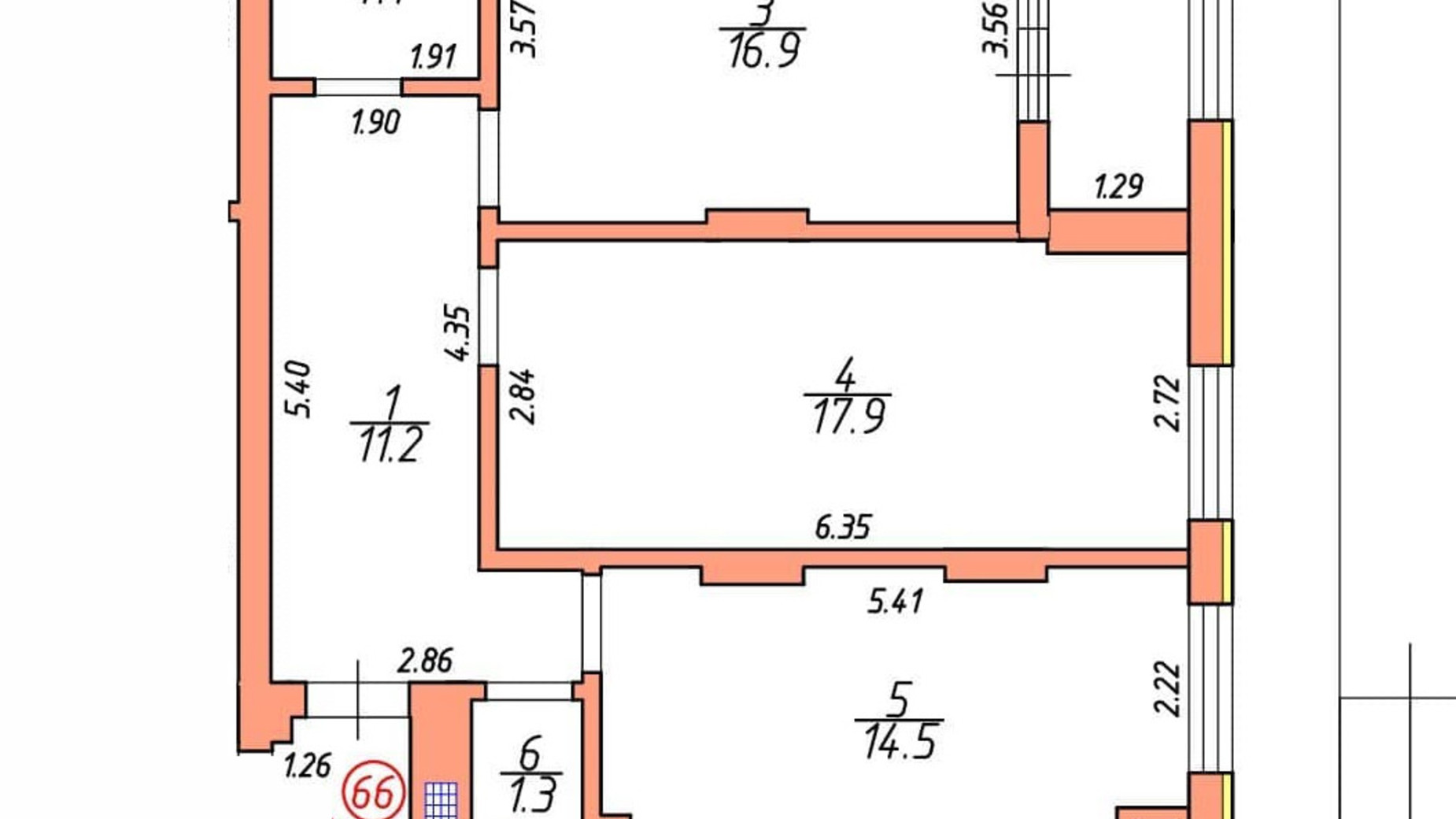 Планировка 2-комнатной квартиры в ЖК Престижный 70.3 м², фото 312514