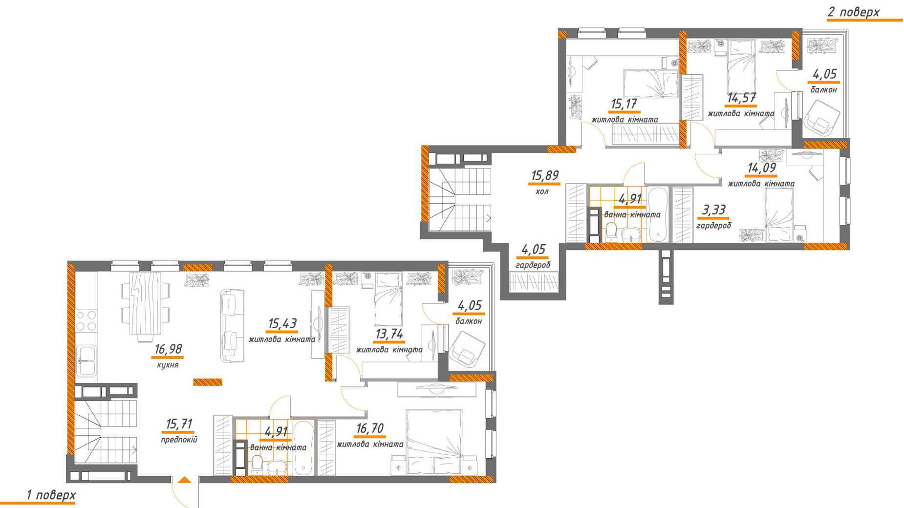 Планировка много­уровневой квартиры в ЖК Нивки-Парк 171.18 м², фото 312568