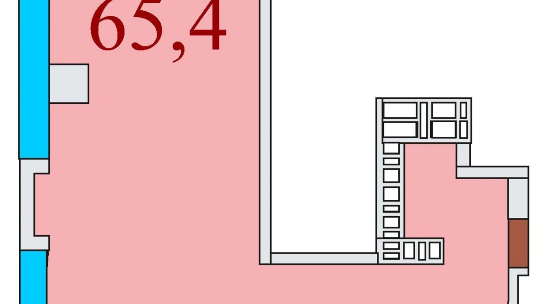 Планировка свободная планировка квартиры в ЖК Баку 65.4 м², фото 312750