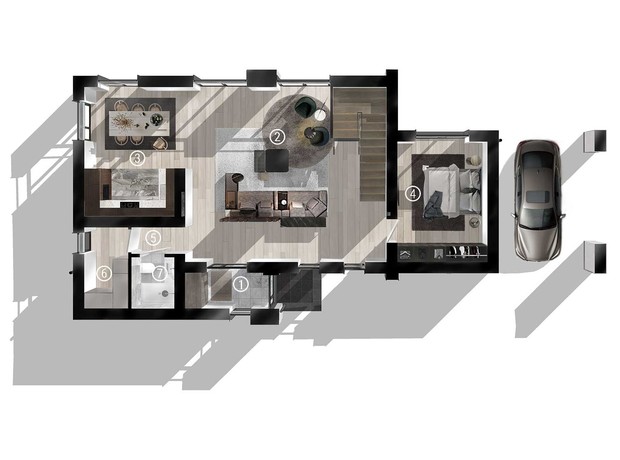КГ INWHITE family park: планировка 4-комнатной квартиры 135 м²