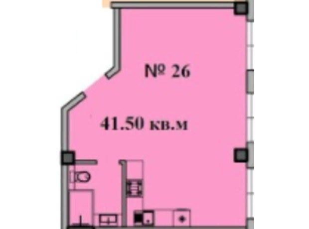 ЖК CRYSTAL LUX: планировка 1-комнатной квартиры 41.5 м²