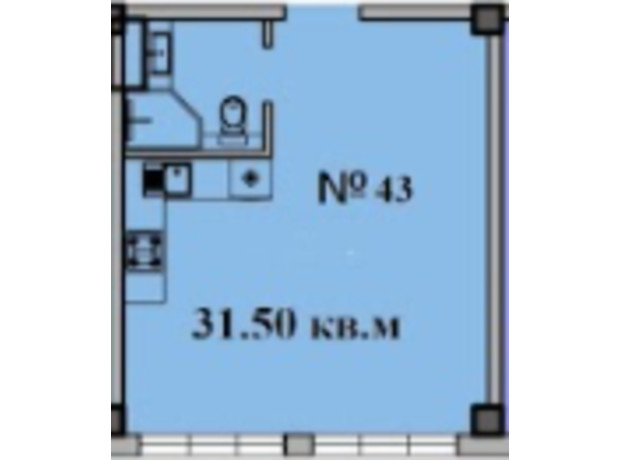 ЖК CRYSTAL LUX: планировка 1-комнатной квартиры 31.5 м²
