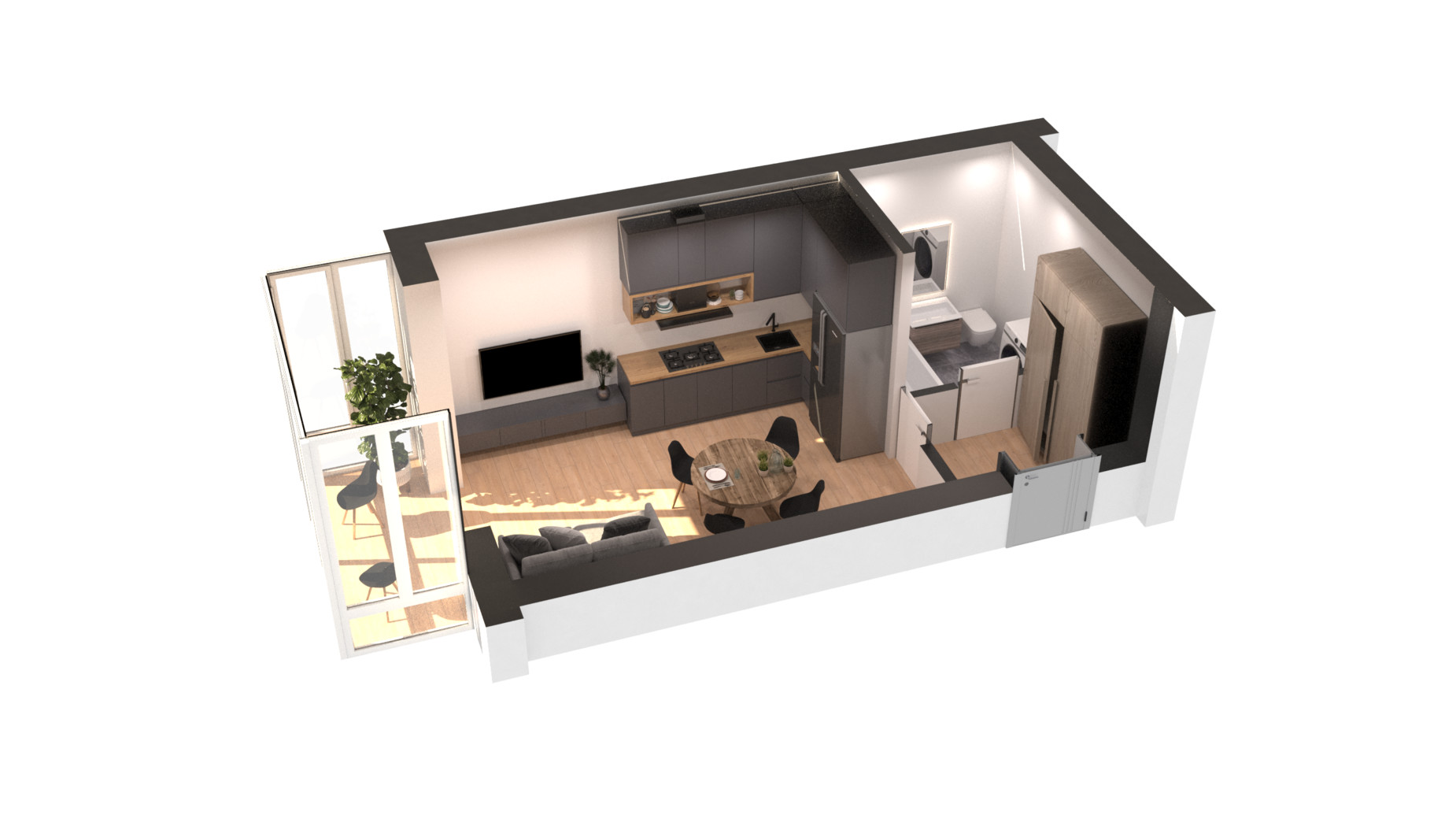Планування 1-кімнатної квартири в ЖК Lake House 27.9 м², фото 313854