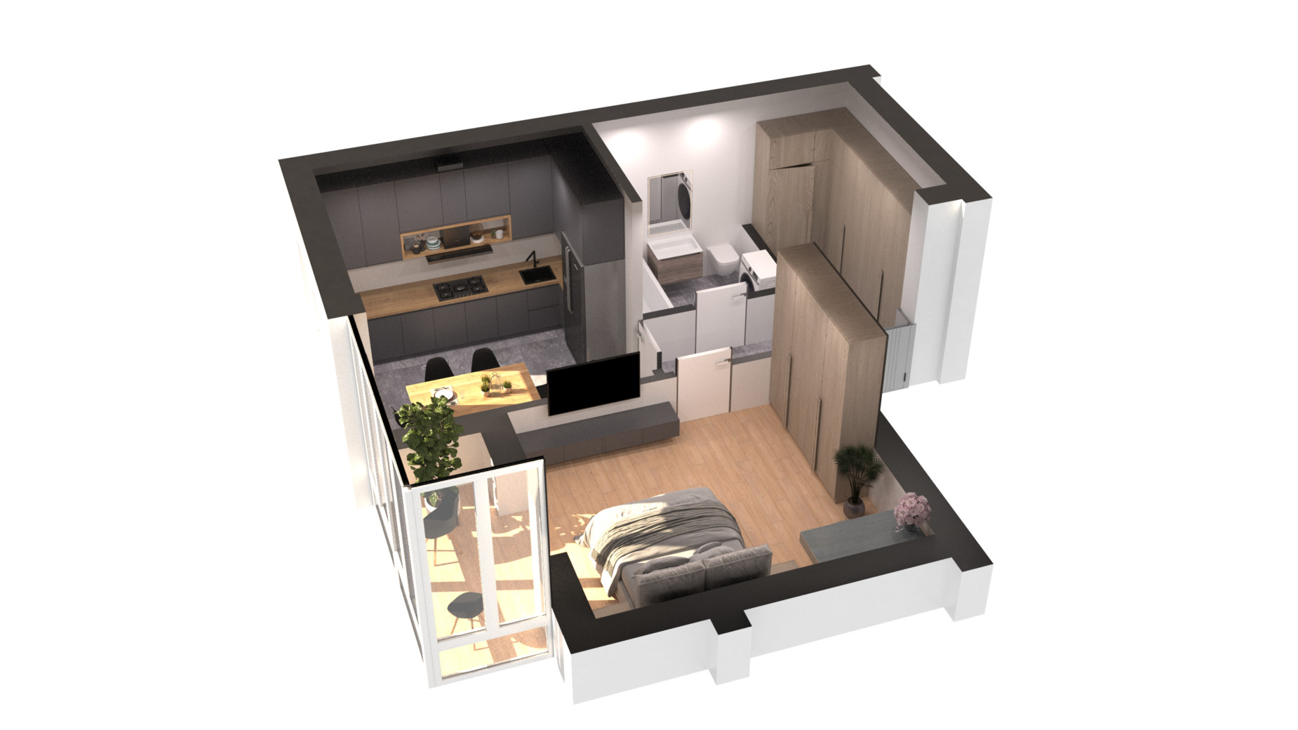 Планування 1-кімнатної квартири в ЖК Lake House 41.8 м², фото 313856