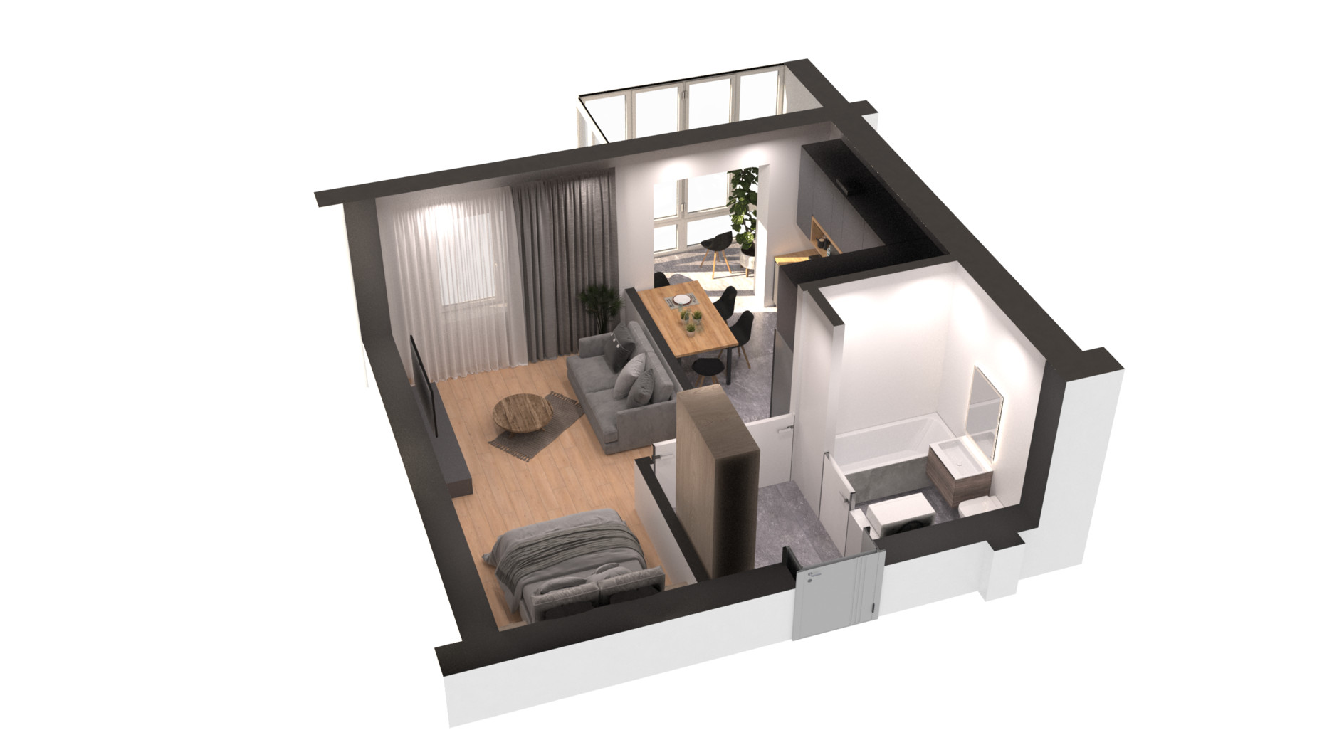 Планування 1-кімнатної квартири в ЖК Lake House 38.4 м², фото 313857
