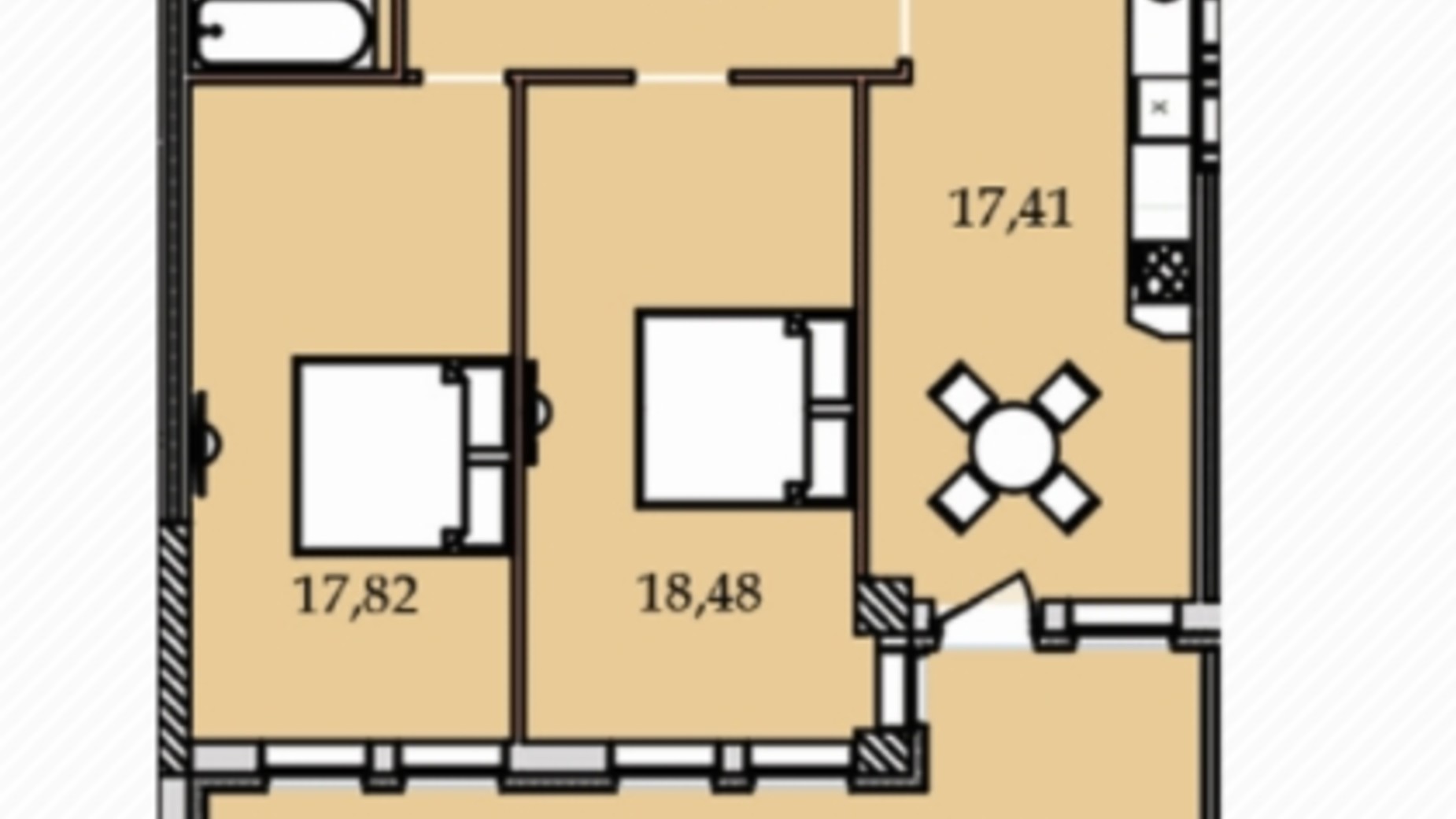 Планировка 2-комнатной квартиры в ЖК Premier Tower 87.7 м², фото 314224