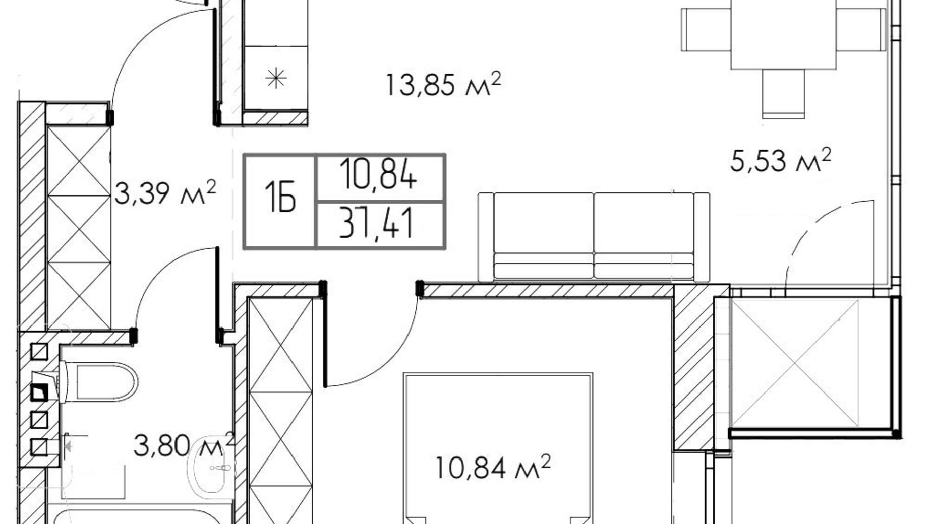 Планування котеджу в КМ Гармонія 37.4 м², фото 314257