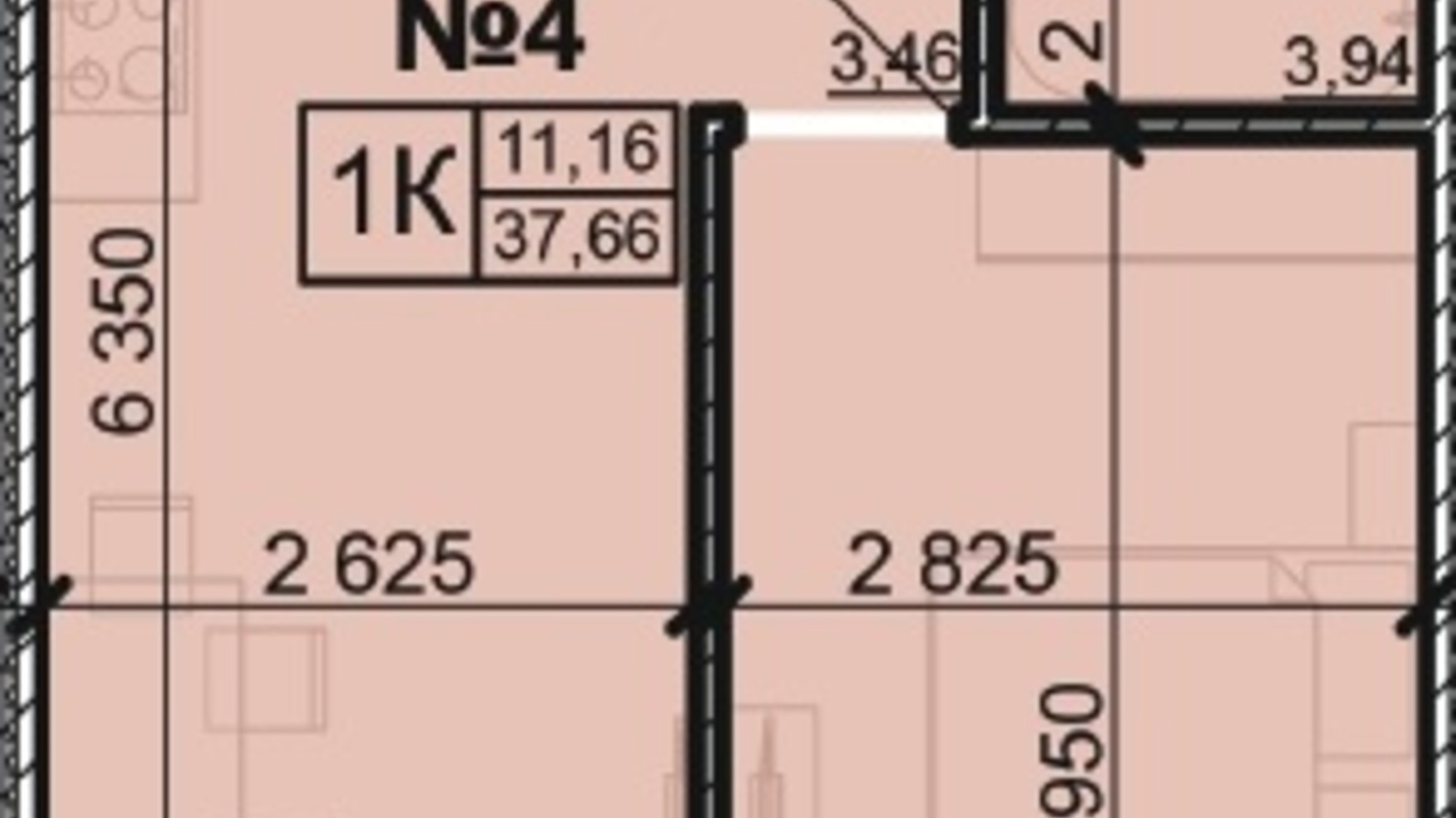 Планировка 1-комнатной квартиры в ЖК Акварель 8 37.66 м², фото 314555