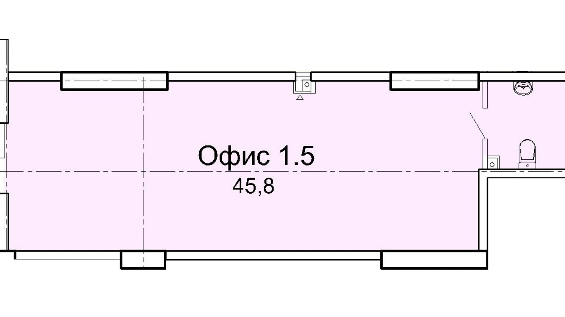 Планування приміщення в ЖК Акрополь 45.8 м², фото 314607