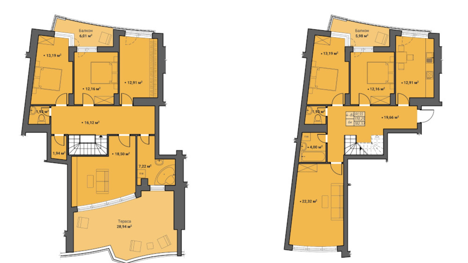 Планування 6-кімнатної квартири в ЖК Amber Park 182.41 м², фото 314821