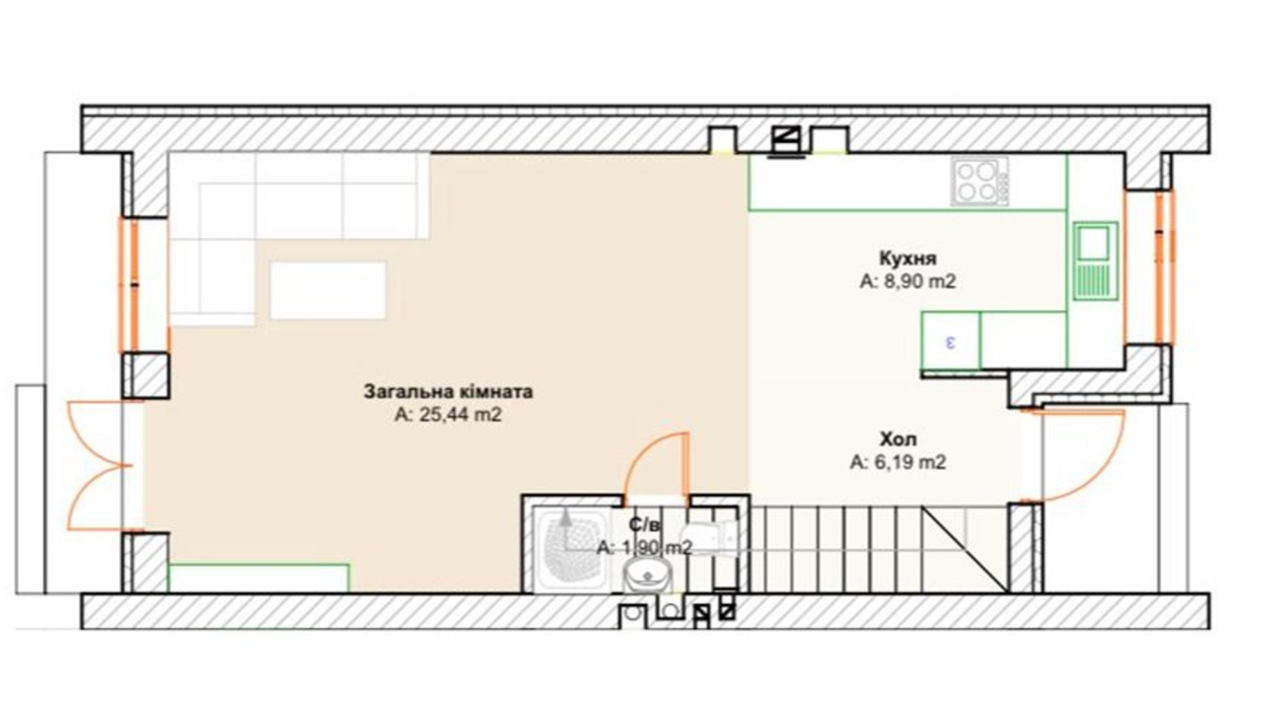 Планировка таунхауса в Таунхаус Wellhome 83 м², фото 314830