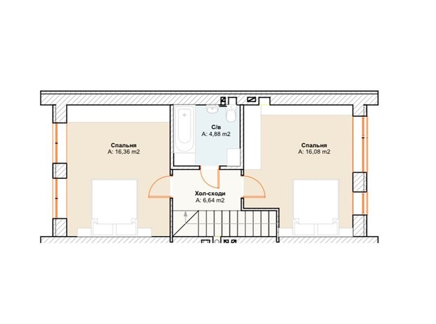 Таунхаус Wellhome: планировка 2-комнатной квартиры 83 м²