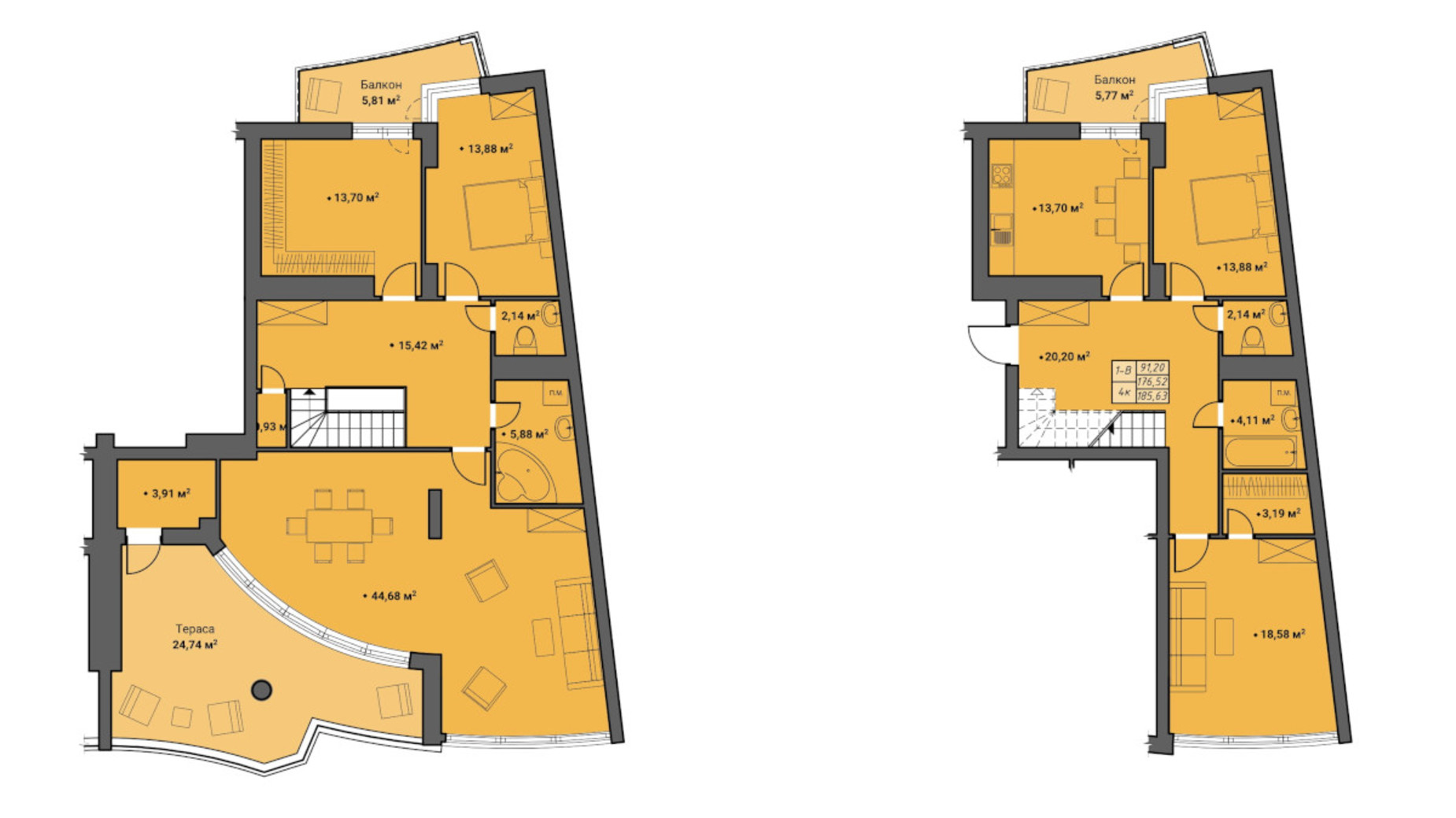 Планування 4-кімнатної квартири в ЖК Amber Park 187.19 м², фото 314932