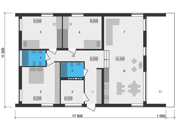 КМ EVO country club: планування 3-кімнатної квартири 140 м²