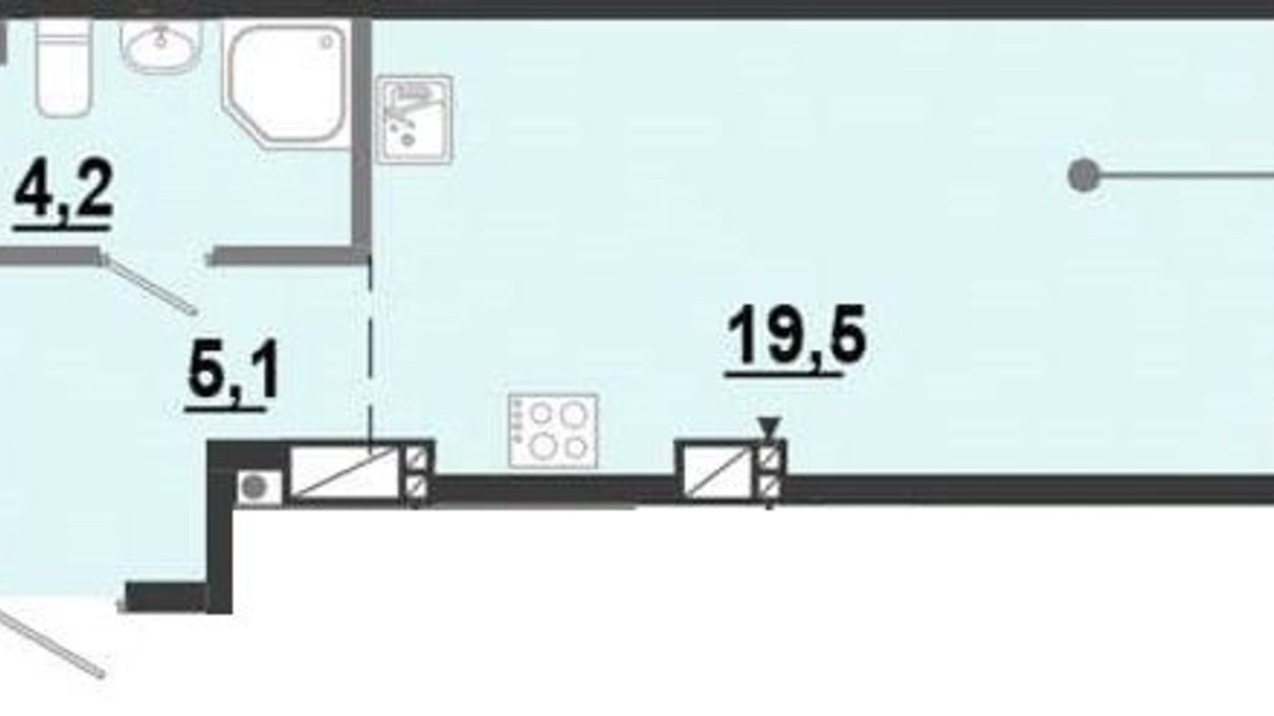 Планировка 1-комнатной квартиры в ЖК BonAparte 28.82 м², фото 315483