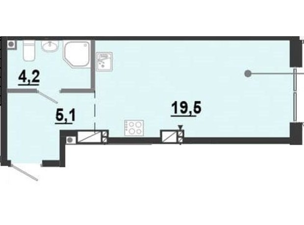 ЖК BonAparte: планировка 1-комнатной квартиры 28.82 м²