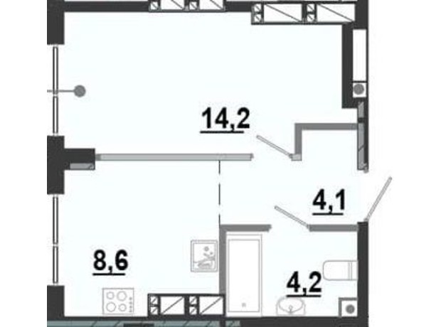 ЖК BonAparte: планування 1-кімнатної квартири 30.99 м²