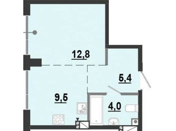 ЖК BonAparte: планування 1-кімнатної квартири 34.64 м²