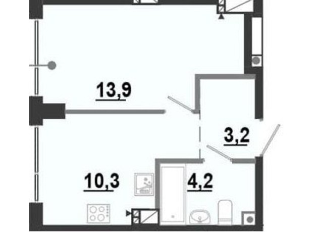 ЖК BonAparte: планування 1-кімнатної квартири 32.62 м²