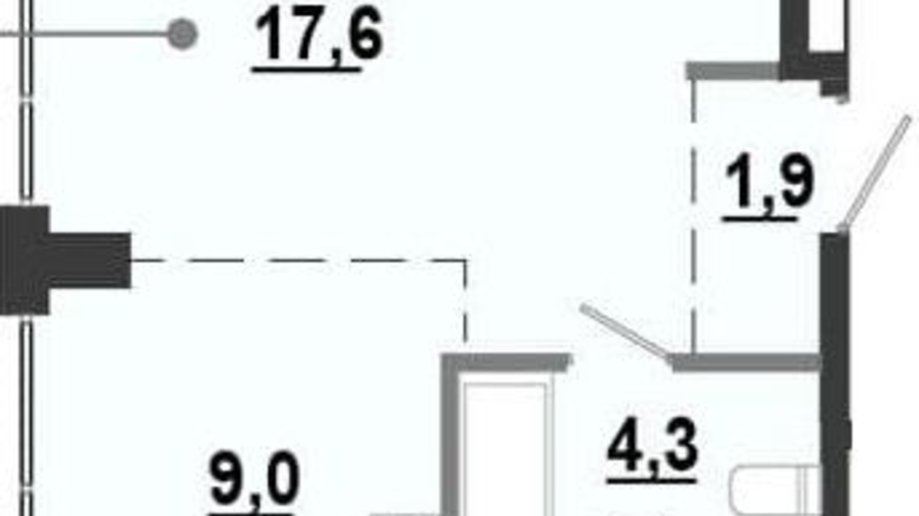 Планування 1-кімнатної квартири в ЖК BonAparte 32.73 м², фото 315488