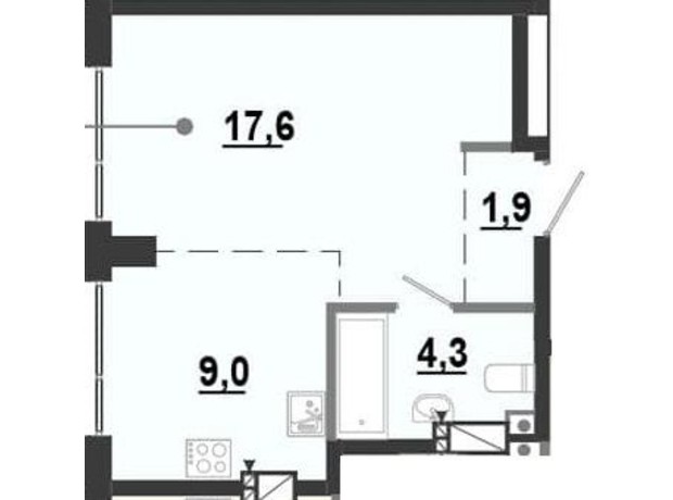 ЖК BonAparte: планировка 1-комнатной квартиры 32.73 м²