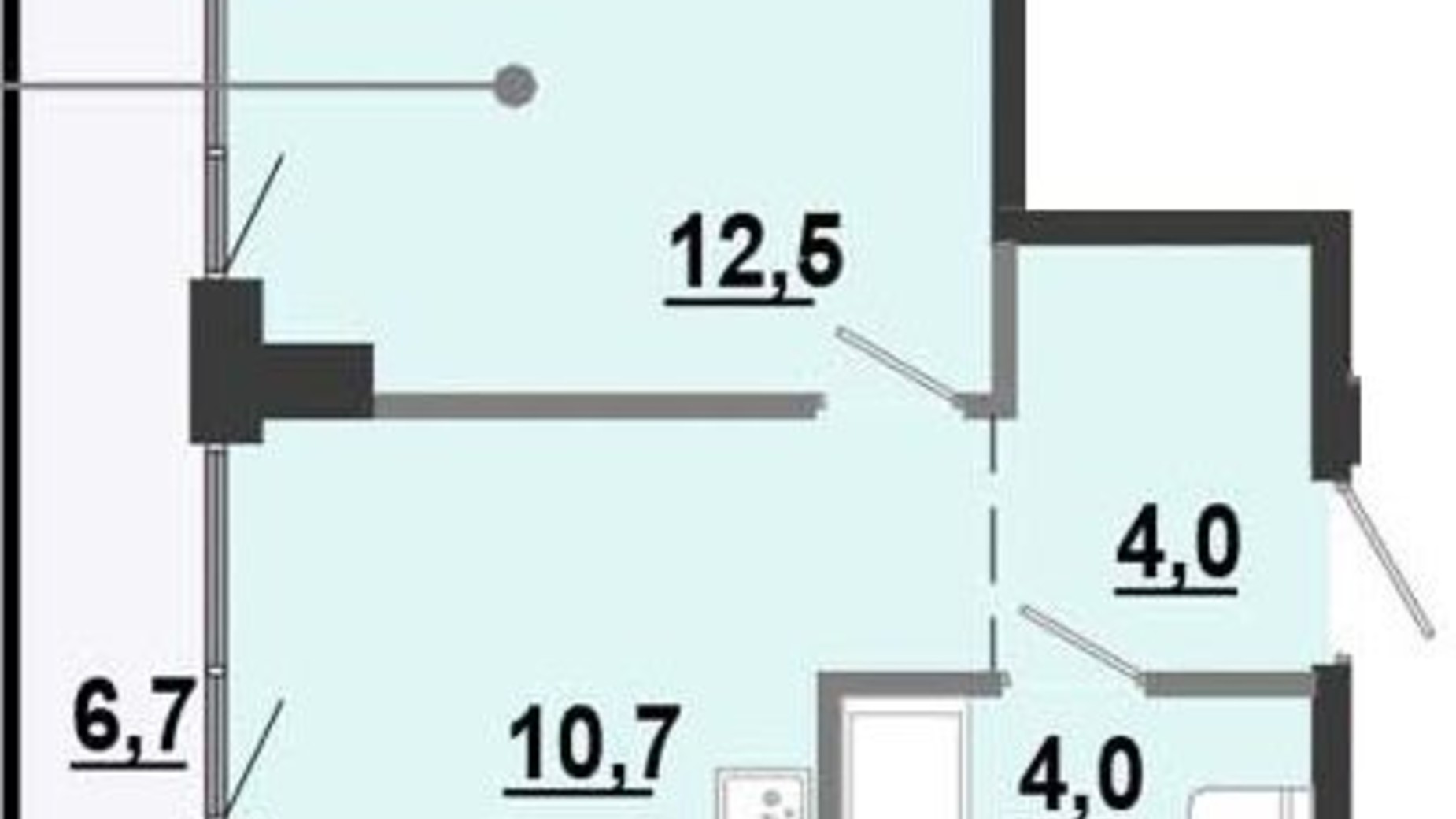 Планировка 1-комнатной квартиры в ЖК BonAparte 33.2 м², фото 315489